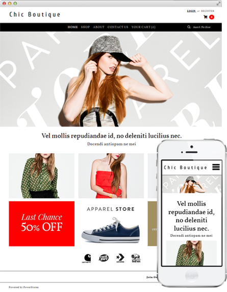 Theme 'chic boutique' on Desktop and Mobile Screens