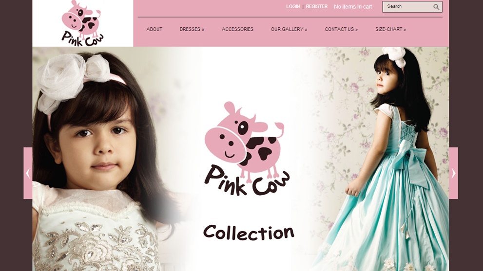 Home Page of Pink Cow Collection on Desktop monitor